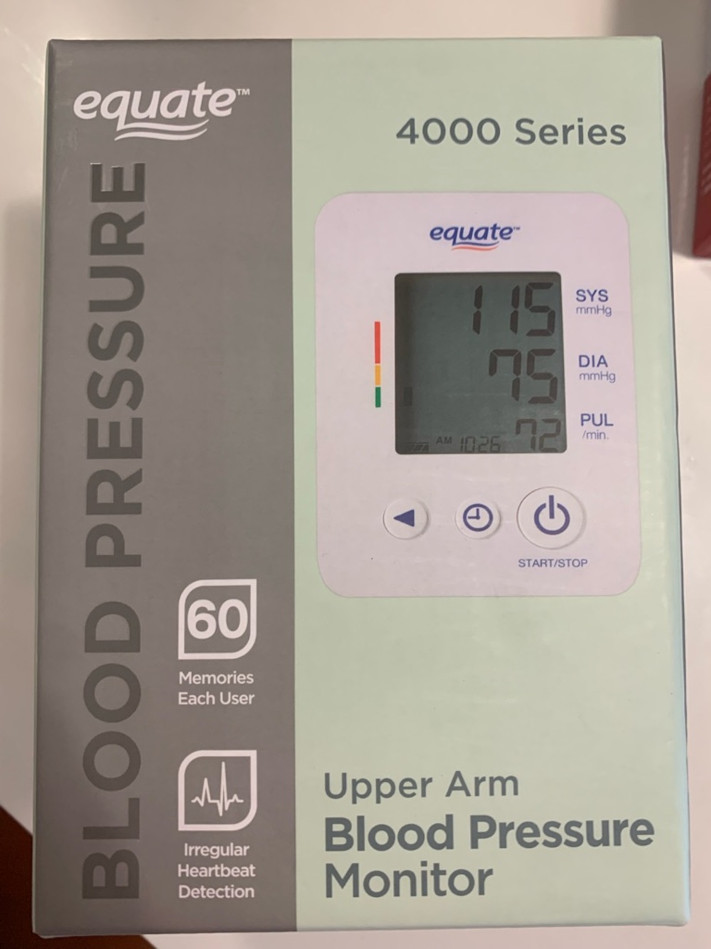 Equate 4000 Series Upper Arm Blood Pressure Monitor - Mint/Gray